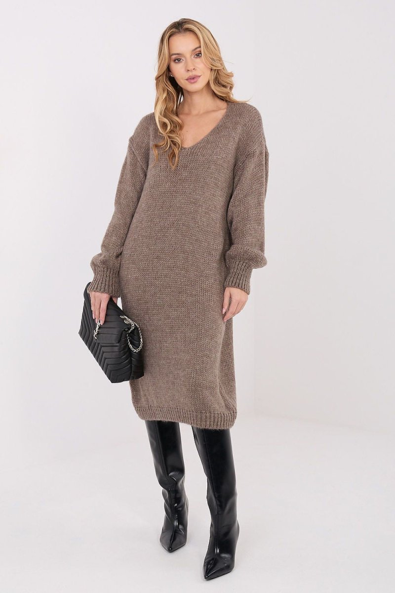 Oversized Knit Sweater Dress - 