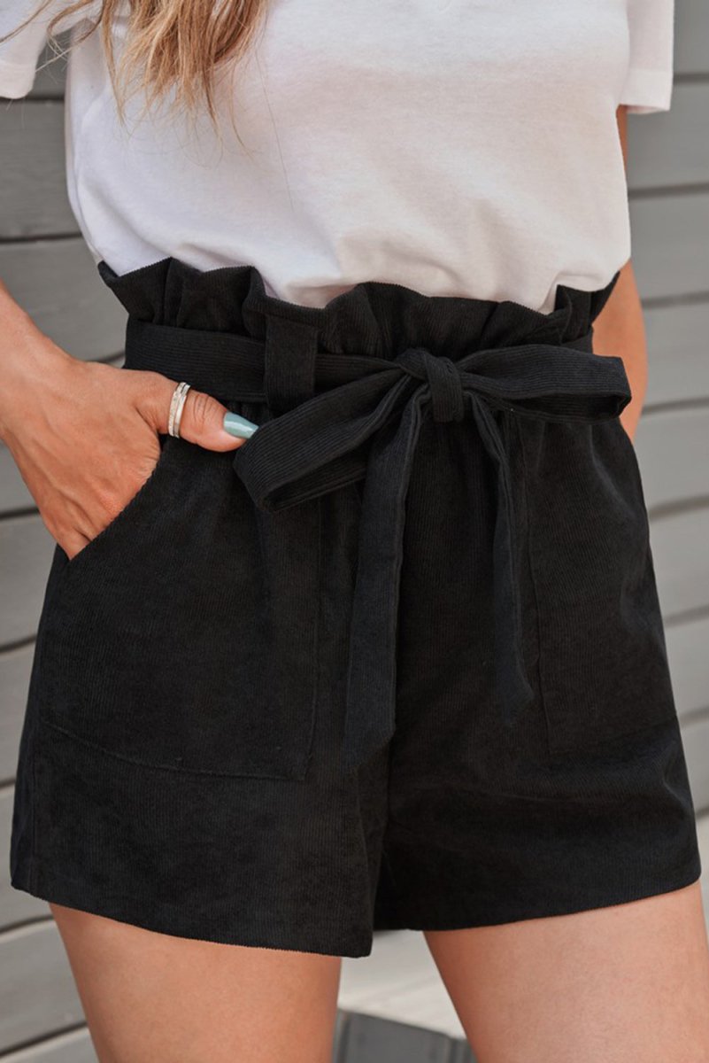 Paperbag Waist Belted Pocket Shorts - Bottoms