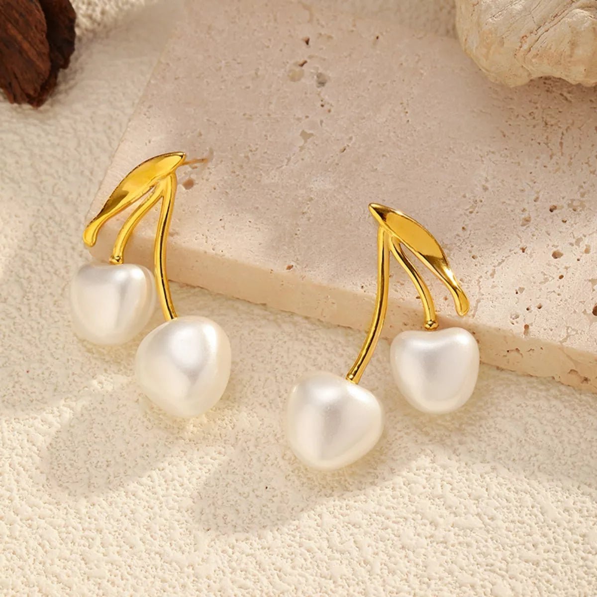 Pearl Cherry Drop Earrings - 