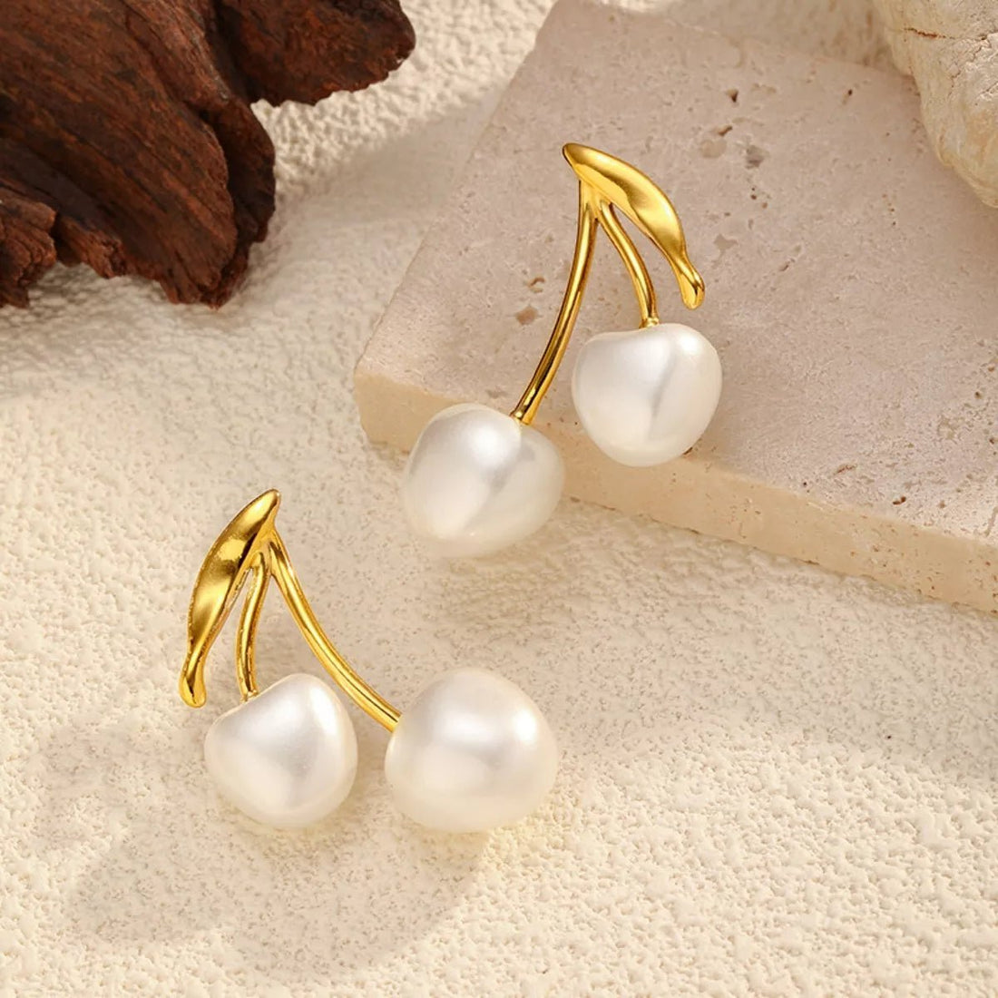Pearl Cherry Drop Earrings - 