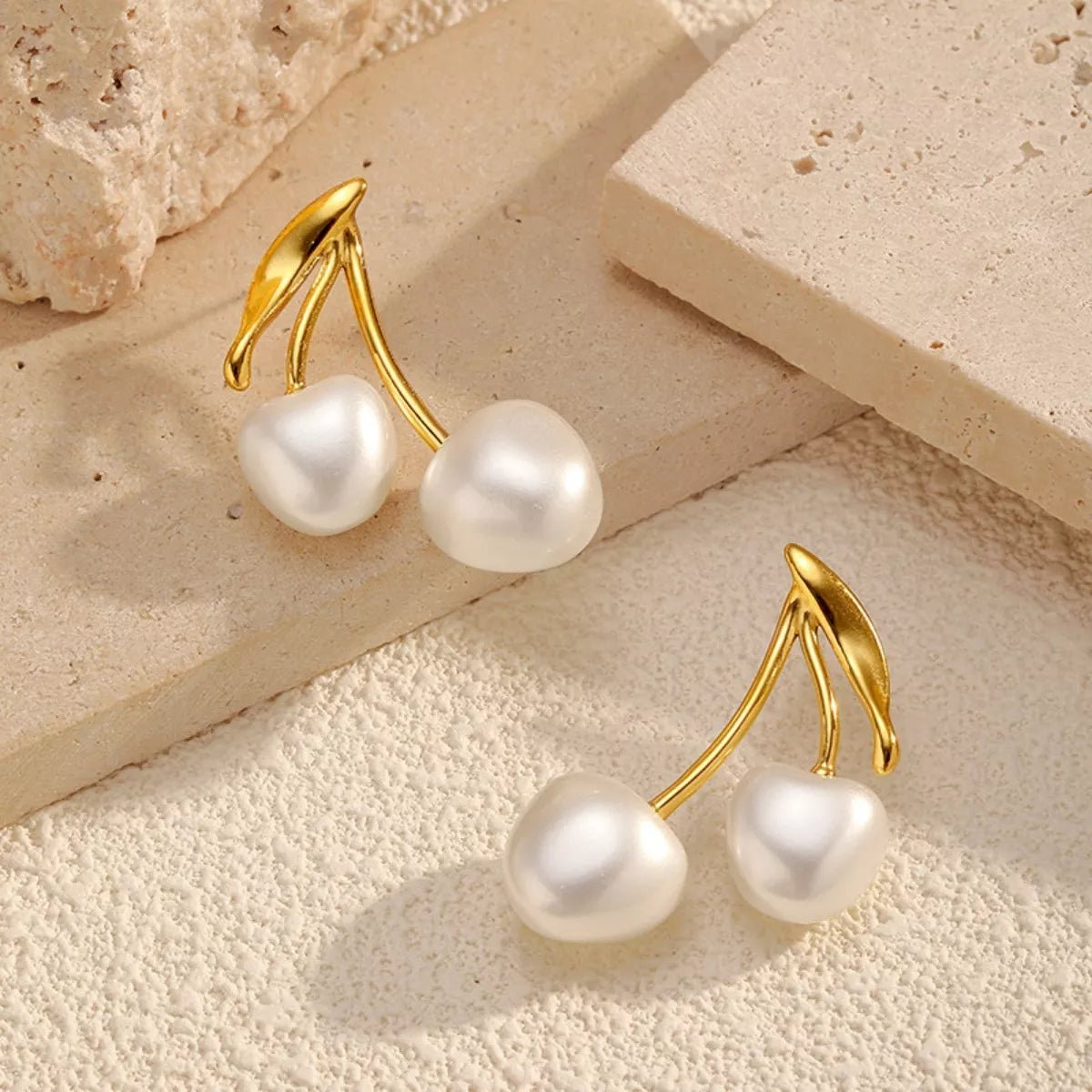 Pearl Cherry Drop Earrings - 