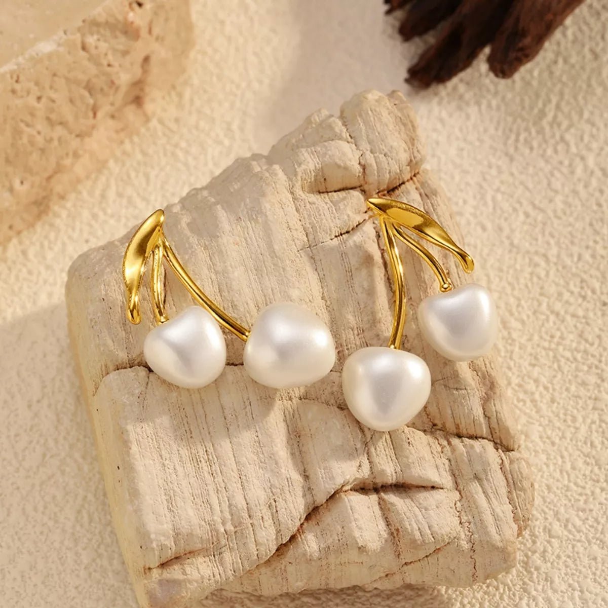 Pearl Cherry Drop Earrings - 