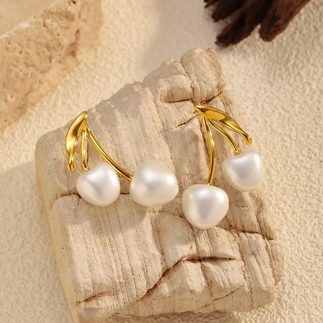 Pearl Cherry Drop Earrings - 