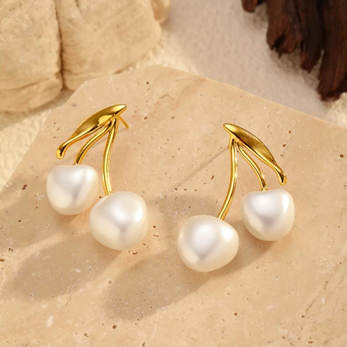 Pearl Cherry Drop Earrings - 