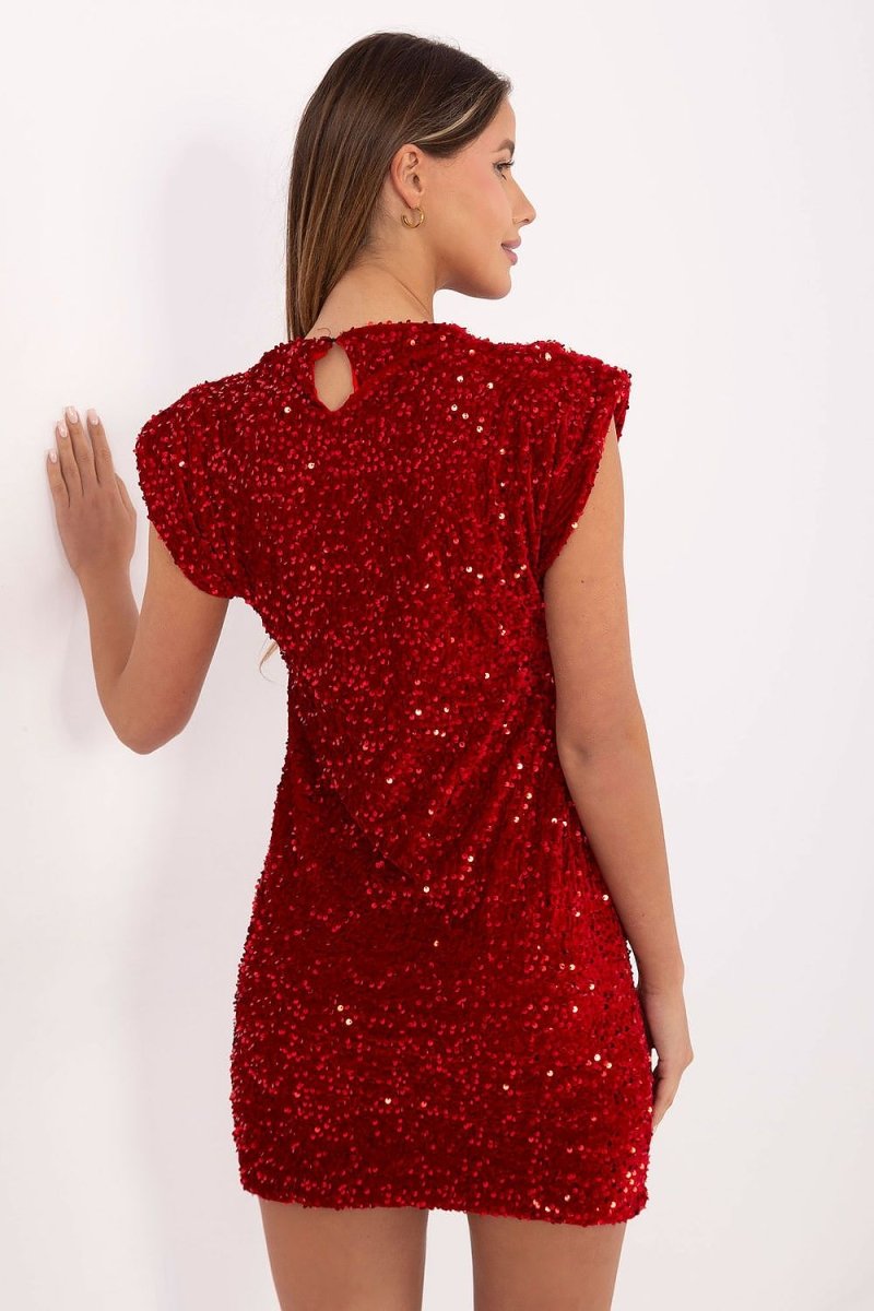 Pencil Mini Dress with Sequins - 