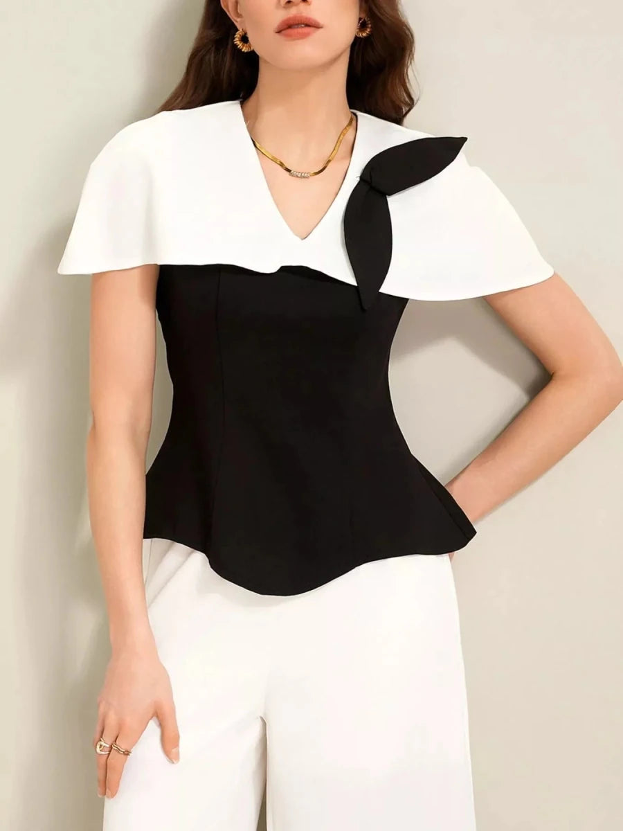 Peplum Top Wide - Leg Pants Set - 