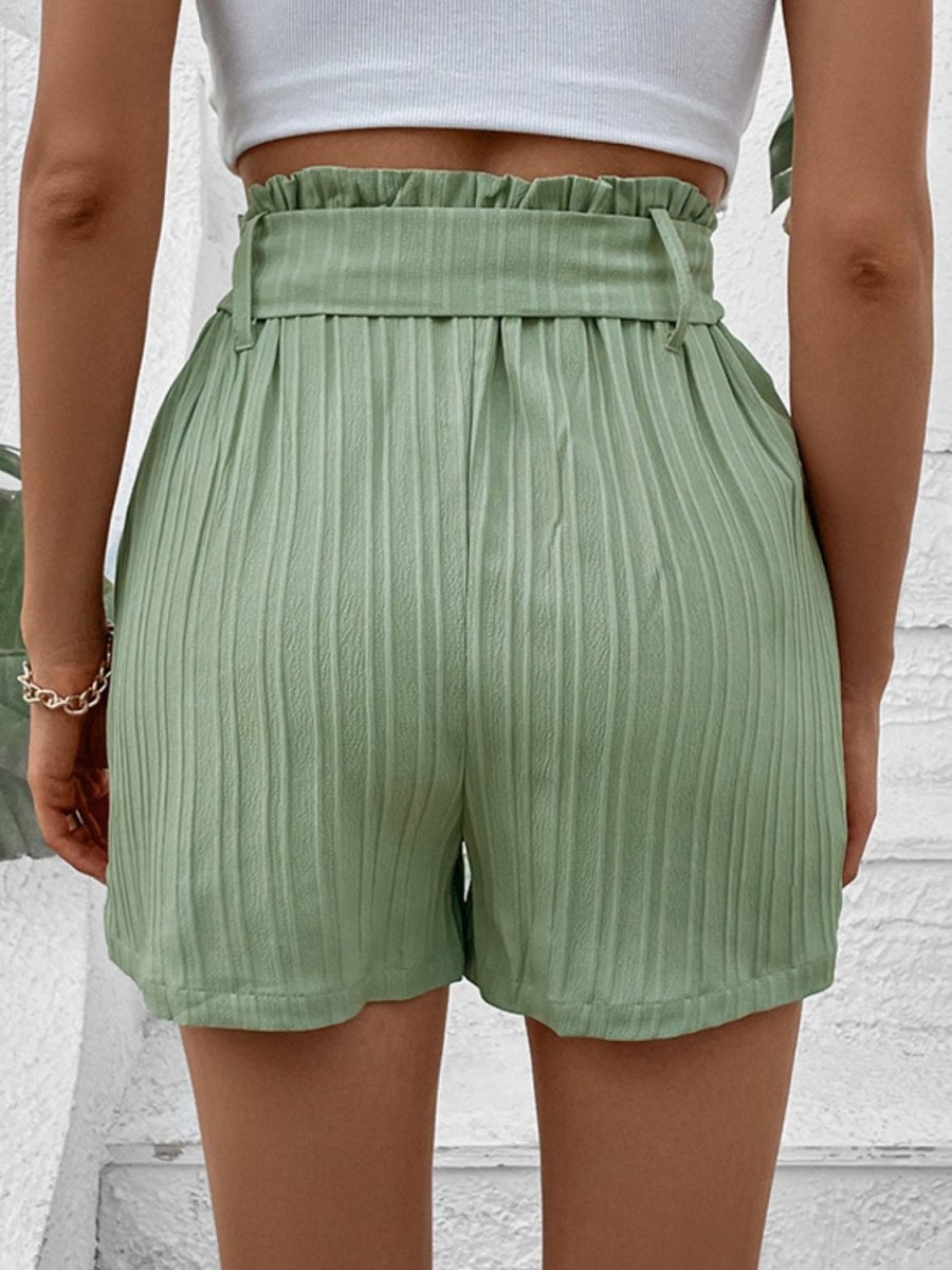 Perfee Belted Shorts with Pockets - Bottoms