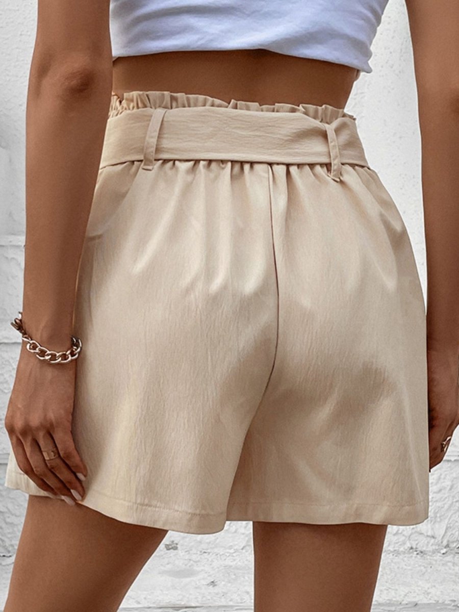 Perfee Belted Shorts with Pockets - Bottoms