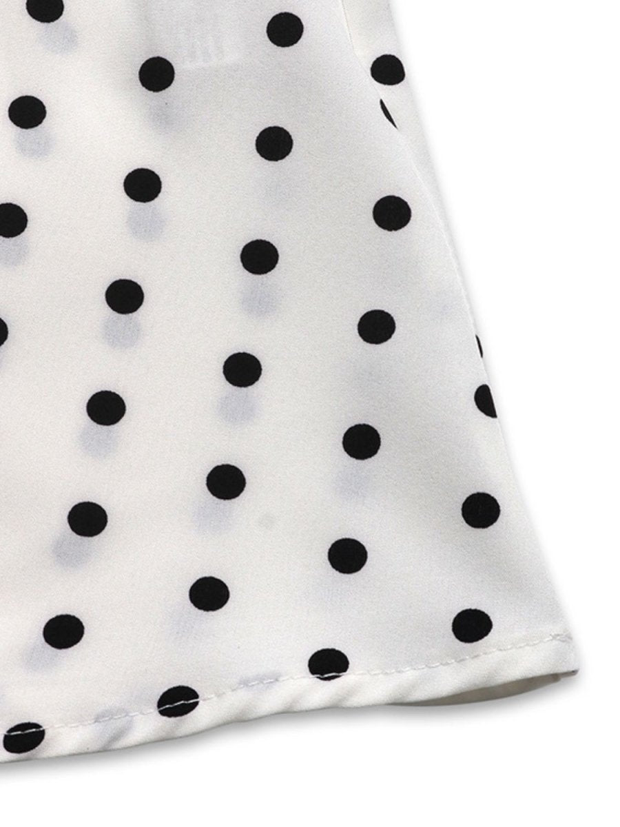 Perfee Bow Front Polka Dot Sleeveless Midi Dress - New Arrivals