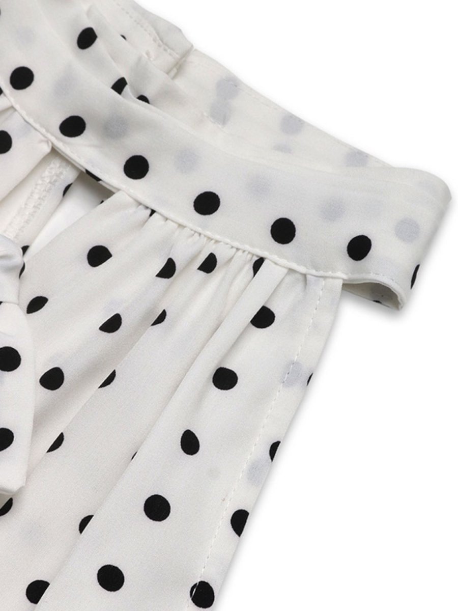 Perfee Bow Front Polka Dot Sleeveless Midi Dress - New Arrivals