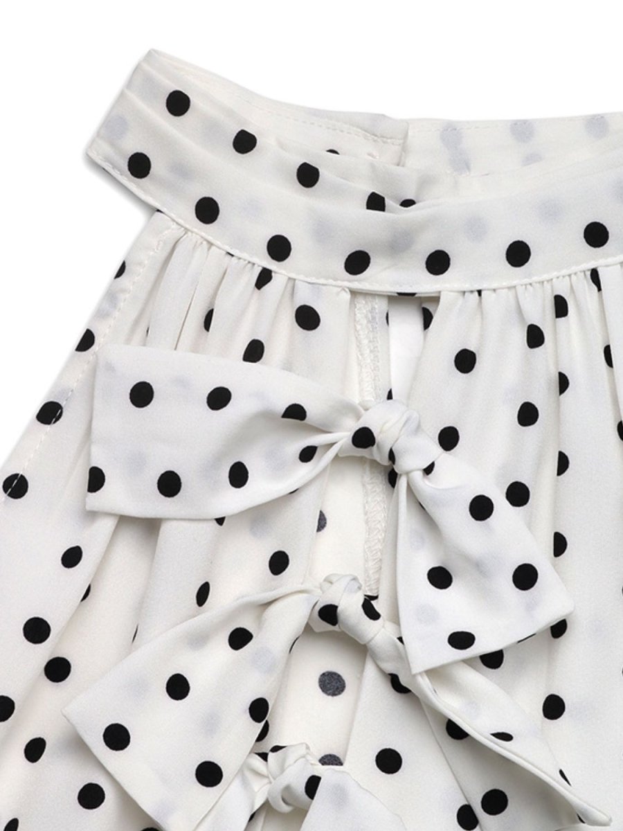 Perfee Bow Front Polka Dot Sleeveless Midi Dress - New Arrivals