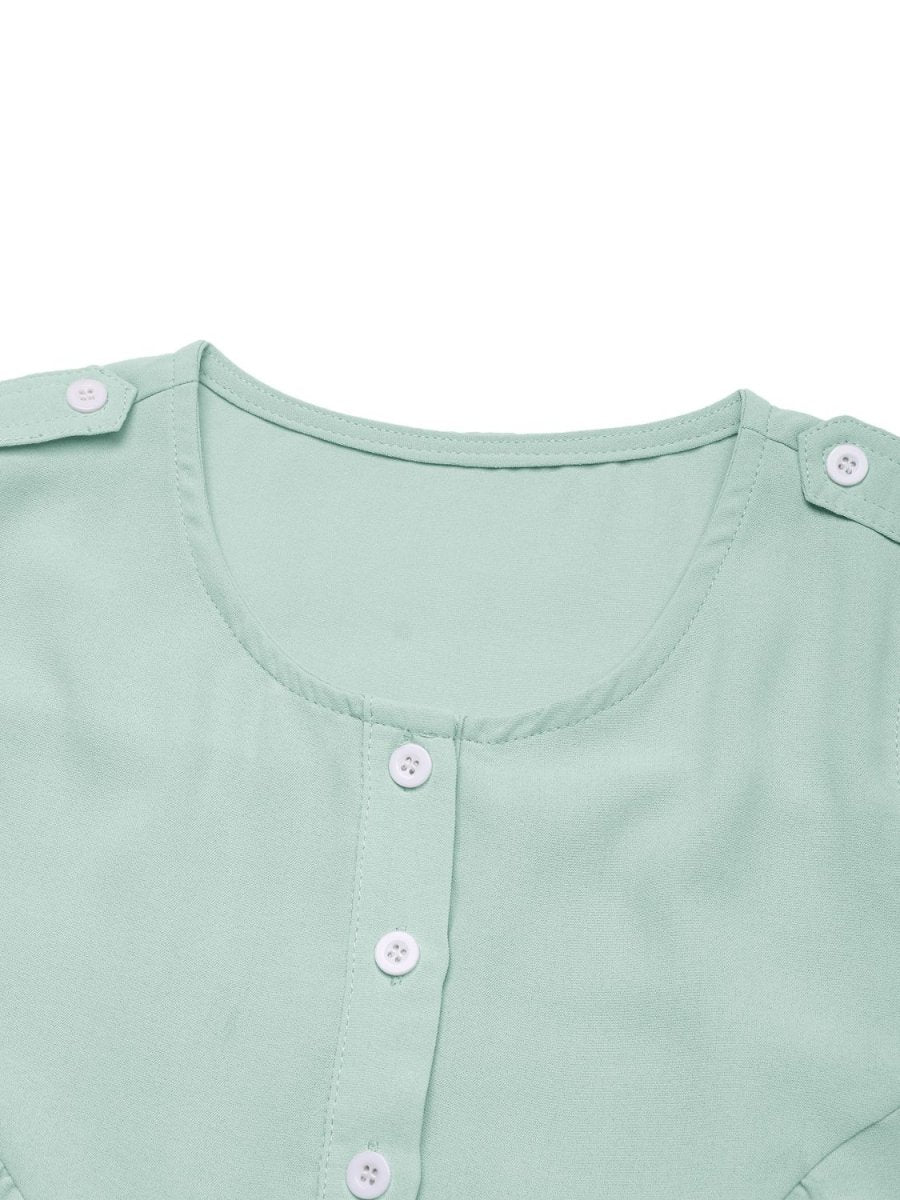 Perfee Button Detail Round Neck Sleeveless Mini Dress - New Arrivals