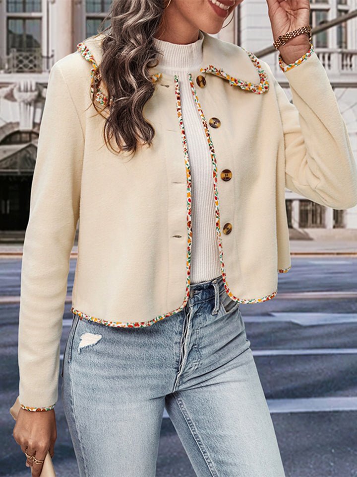 Perfee Collared Neck Button - Down Long Sleeve Jacket - Outerwear