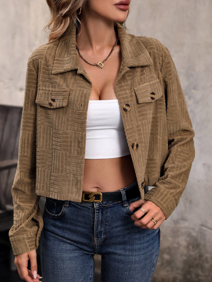 Perfee Collared Neck Button Front Jacket - Outerwear