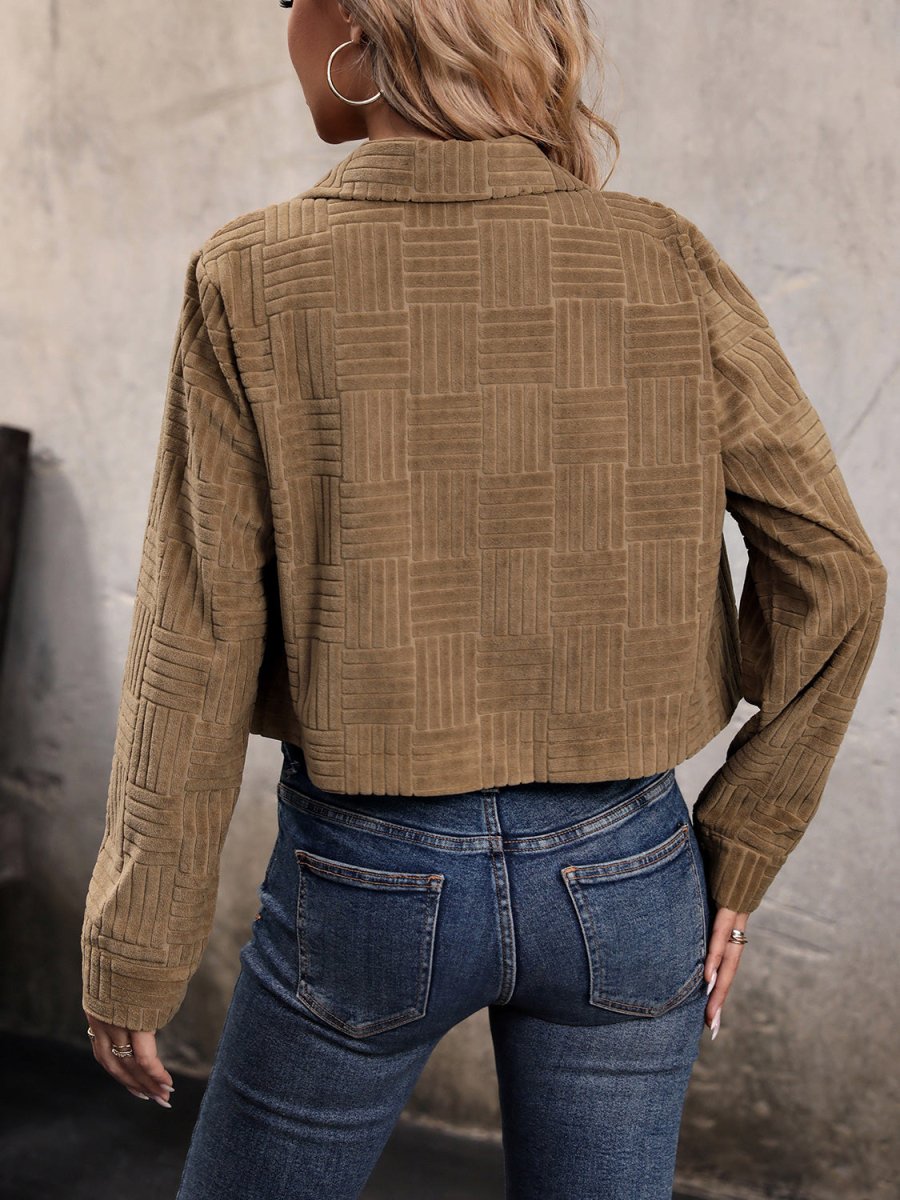 Perfee Collared Neck Button Front Jacket - Outerwear