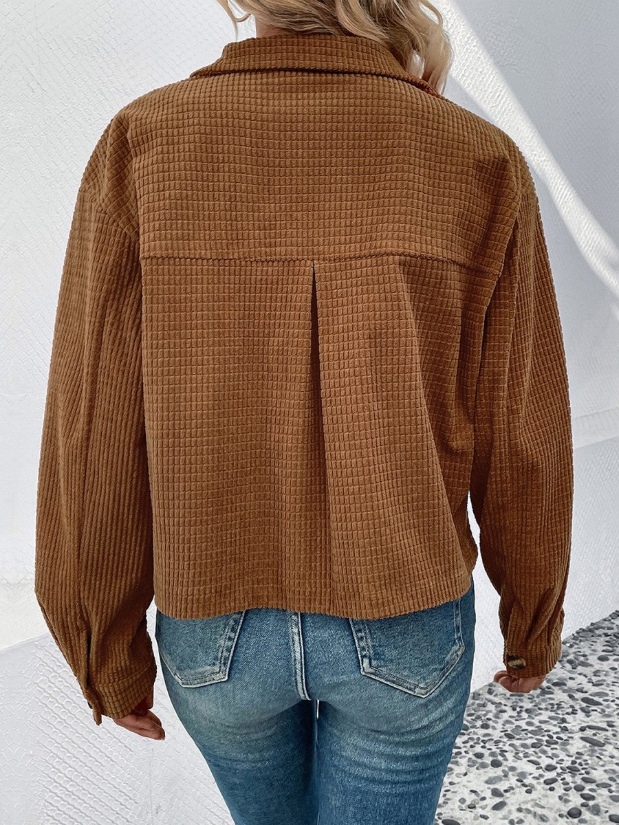 Perfee Collared Neck Button Front Jacket with Pockets - Outerwear