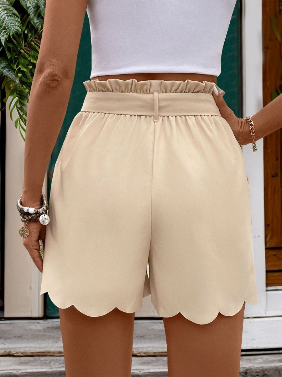 Perfee Frill Tied Shorts with Pockets - Bottoms