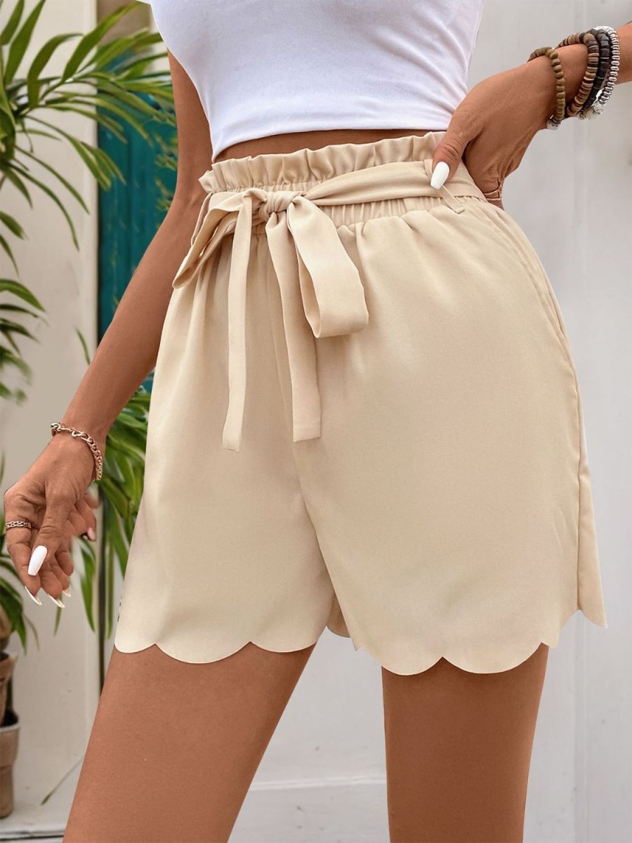 Perfee Frill Tied Shorts with Pockets - Bottoms