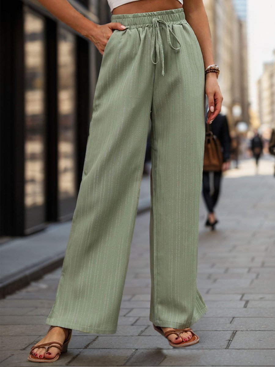 Perfee High Waist Wide Leg Pants - Bottoms