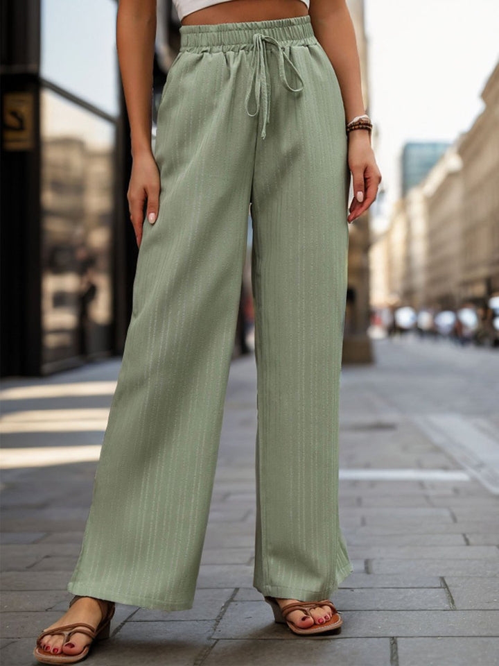 Perfee High Waist Wide Leg Pants - Bottoms