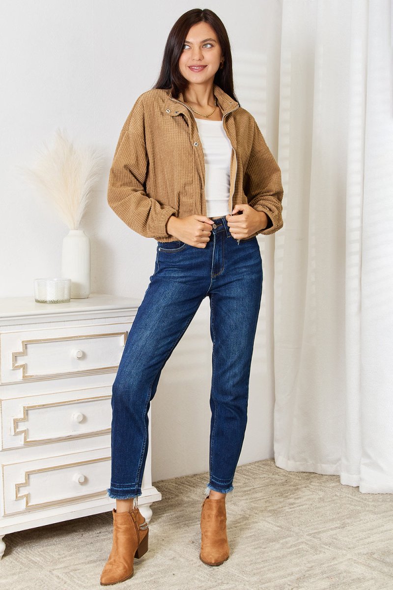 Perfee Long Sleeve Dropped Shoulder Jacket - Outerwear