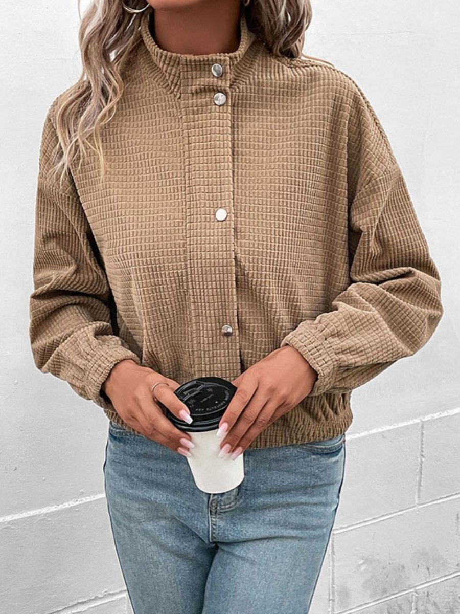 Perfee Long Sleeve Dropped Shoulder Jacket - Outerwear