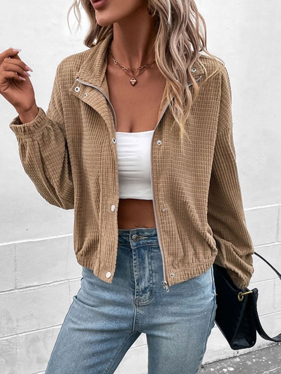 Perfee Long Sleeve Dropped Shoulder Jacket - Outerwear
