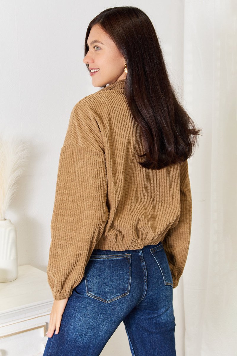 Perfee Long Sleeve Dropped Shoulder Jacket - Outerwear