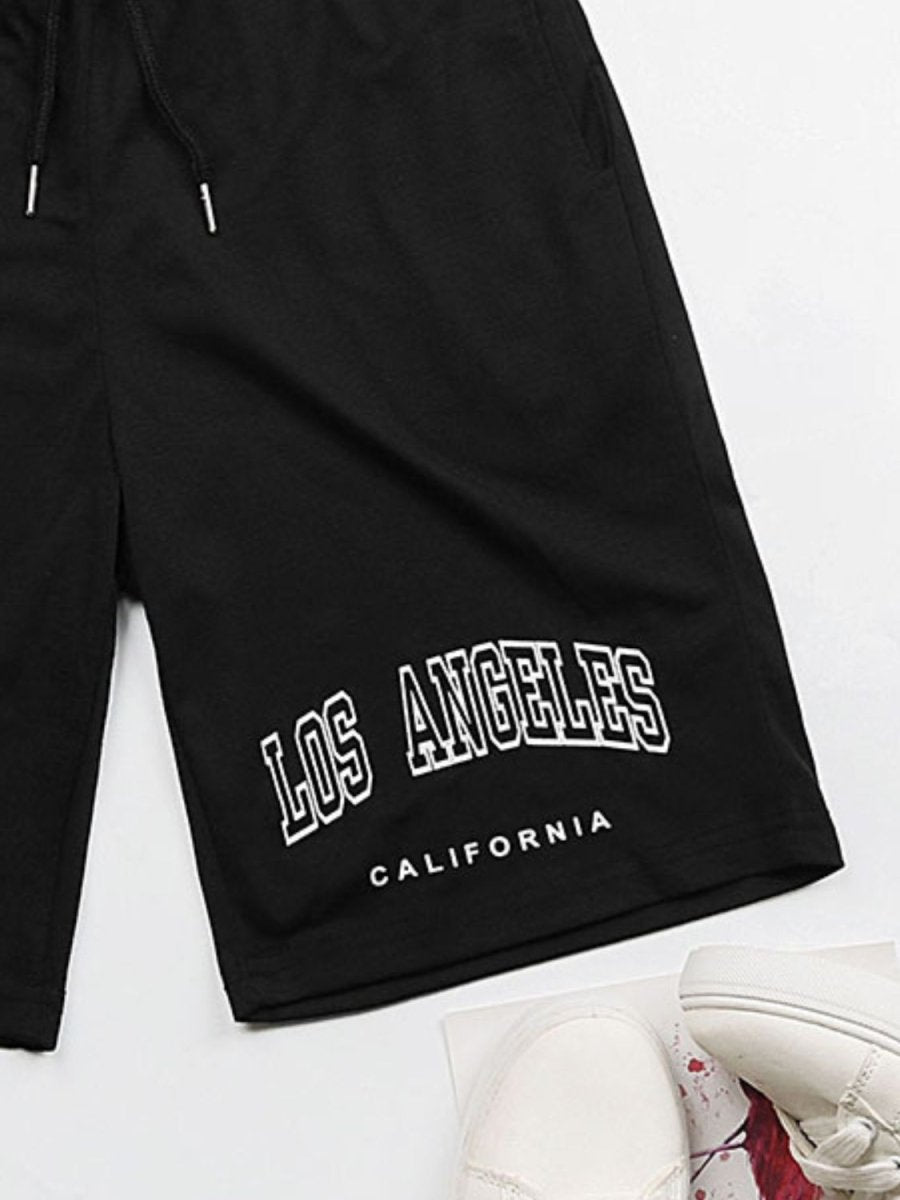 Perfee LOS ANGELES CALIFORNIA Graphic Drawstring Shorts - Bottoms