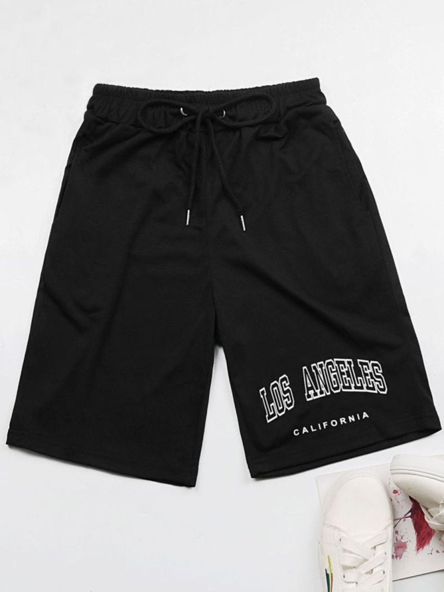 Perfee LOS ANGELES CALIFORNIA Graphic Drawstring Shorts - Bottoms