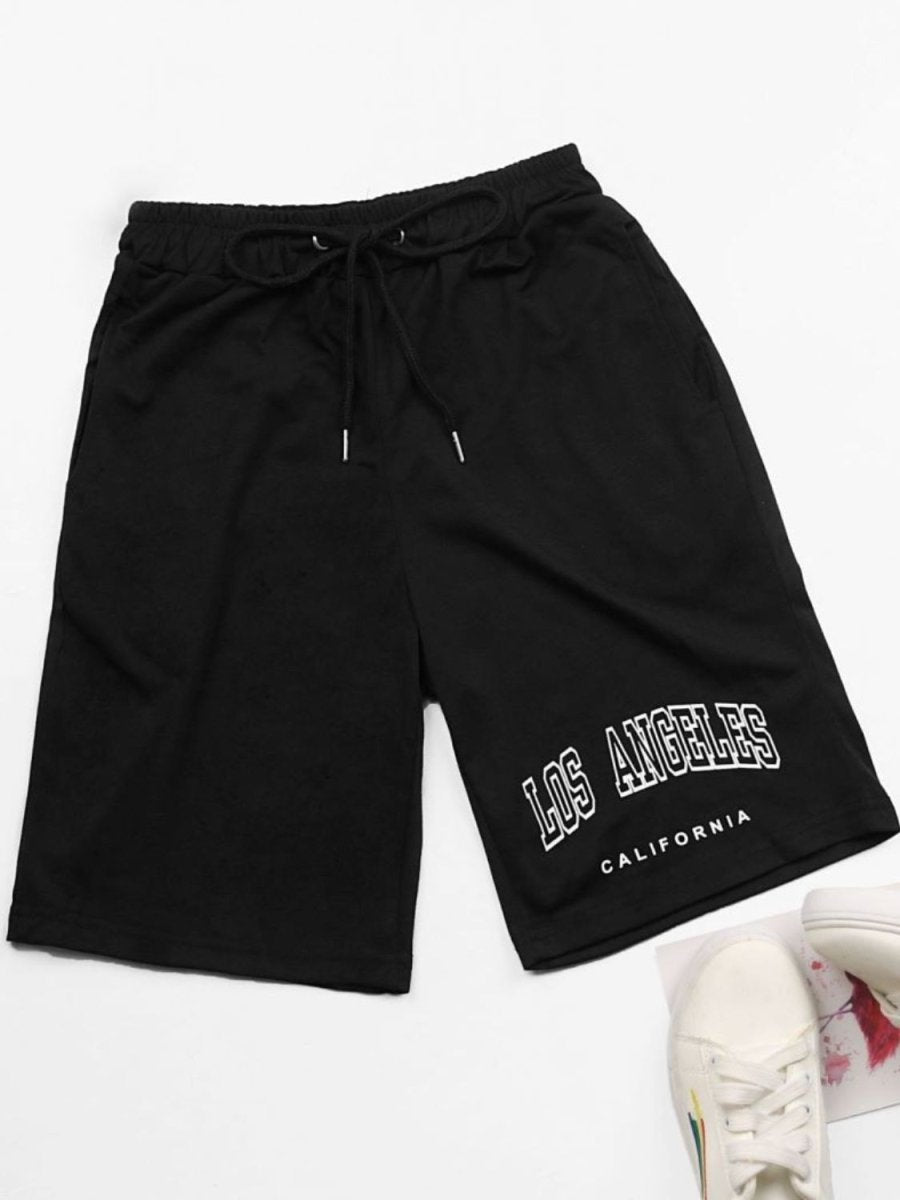 Perfee LOS ANGELES CALIFORNIA Graphic Drawstring Shorts - Bottoms