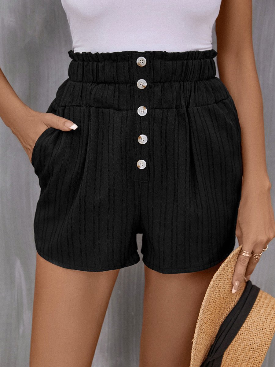 Perfee Pocketed High Waist Shorts - Bottoms