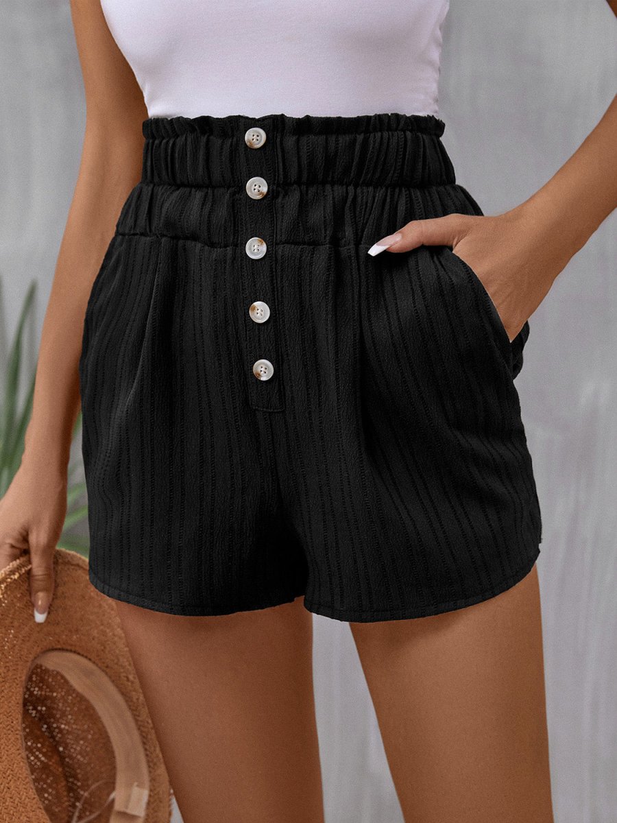 Perfee Pocketed High Waist Shorts - Bottoms