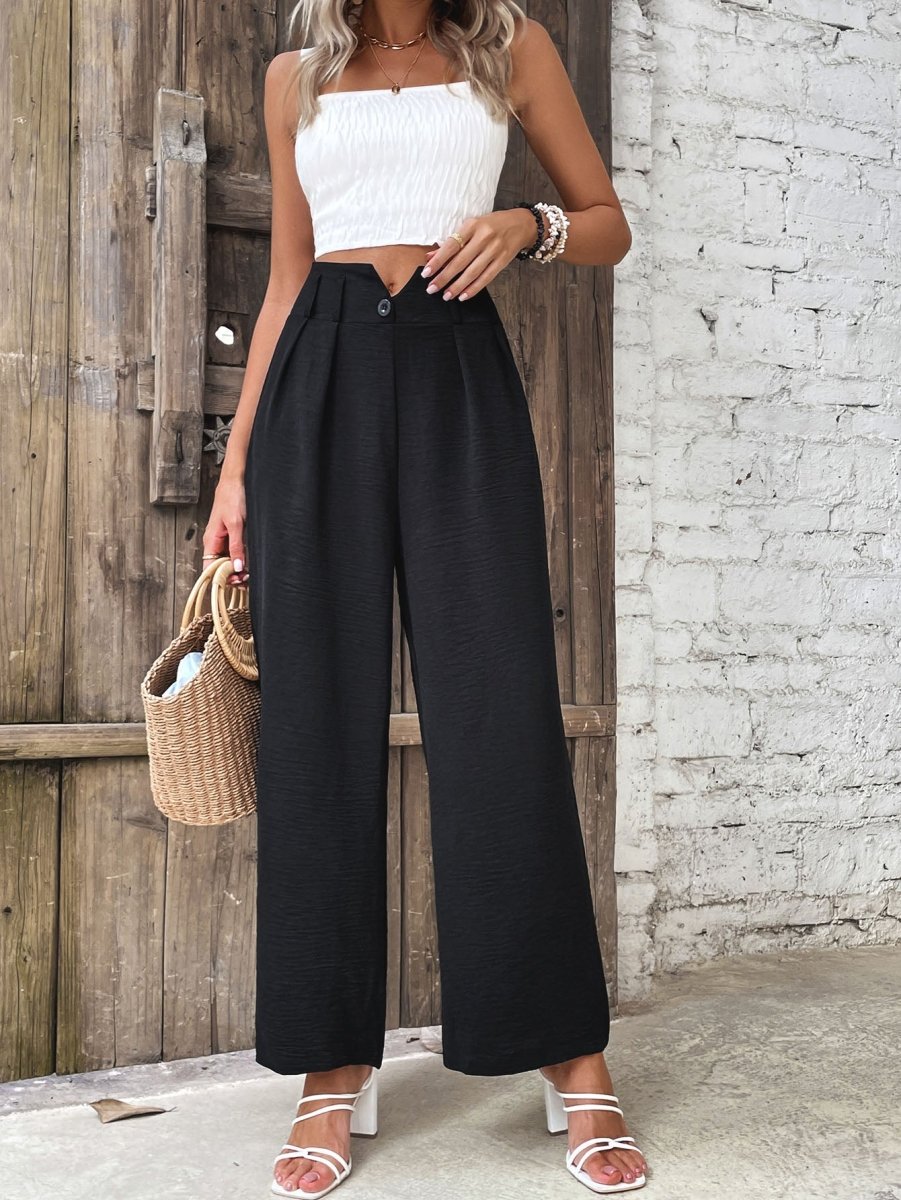Perfee Ruched High Waist Straight Leg Pants - Bottoms