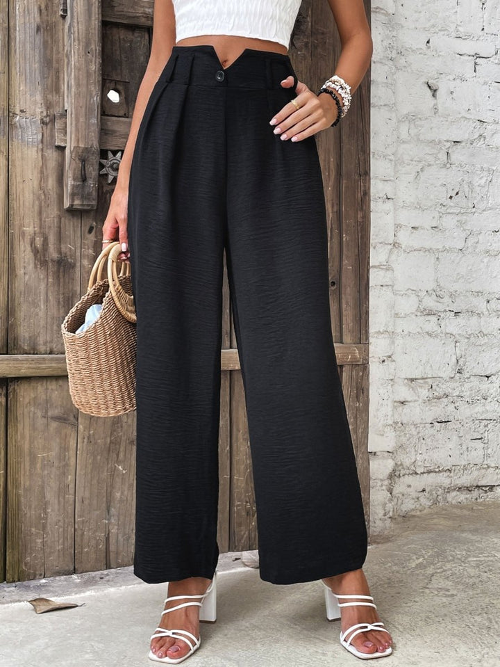 Perfee Ruched High Waist Straight Leg Pants - Bottoms