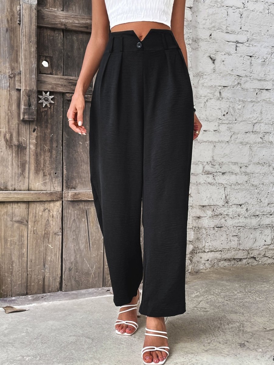 Perfee Ruched High Waist Straight Leg Pants - Bottoms