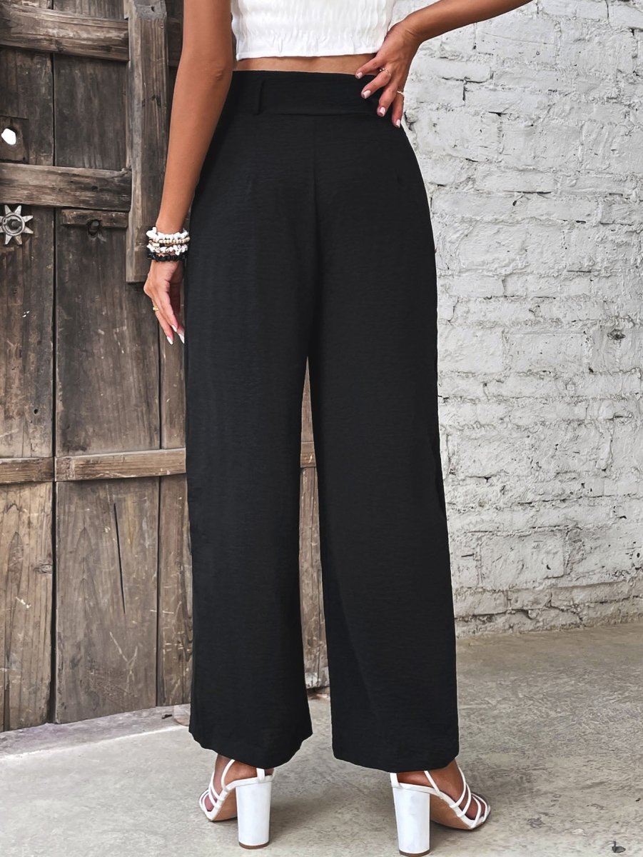 Perfee Ruched High Waist Straight Leg Pants - Bottoms