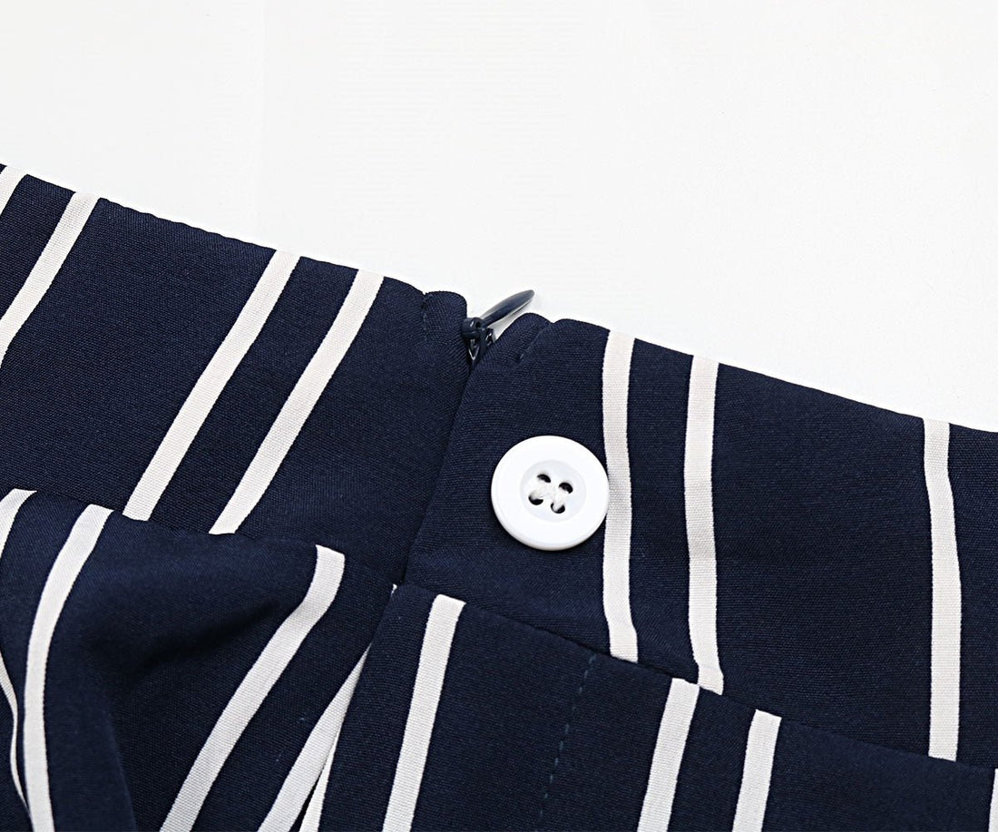 Perfee Striped Slit Wide Leg Pants - Bottoms