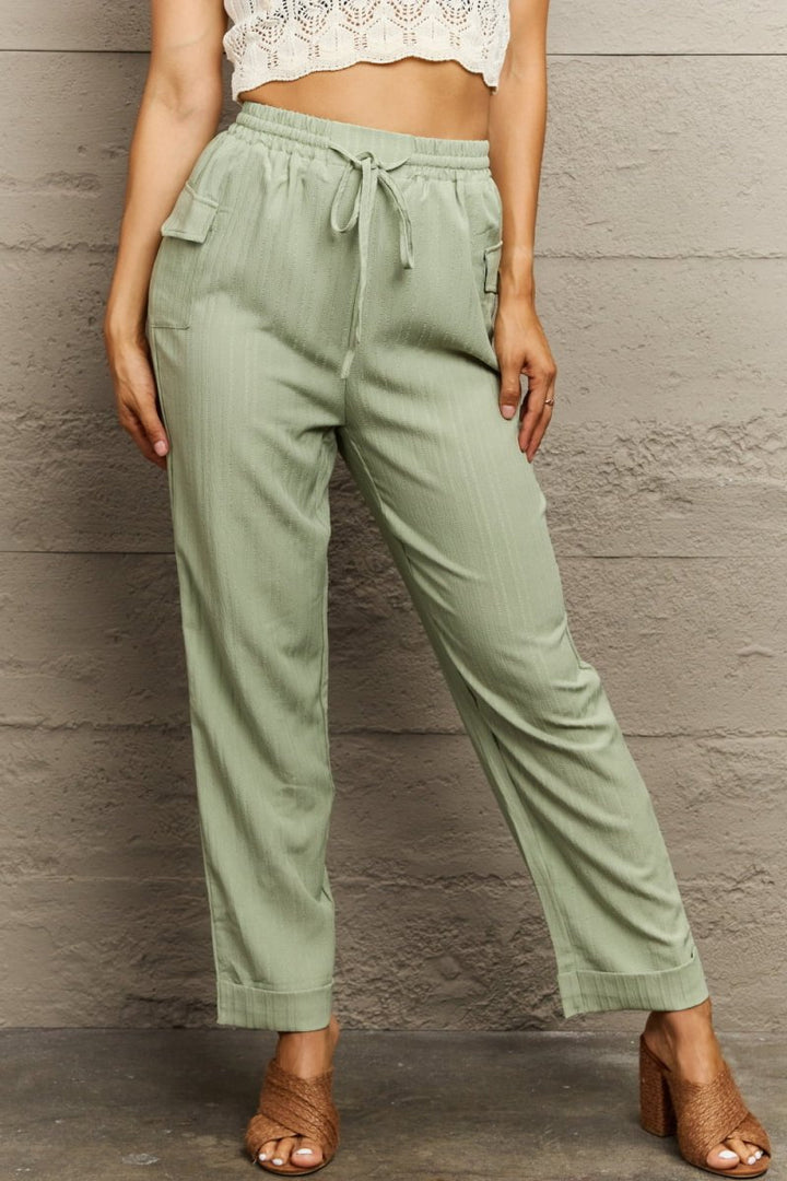 Perfee Tie Waist Long Pants - Bottoms