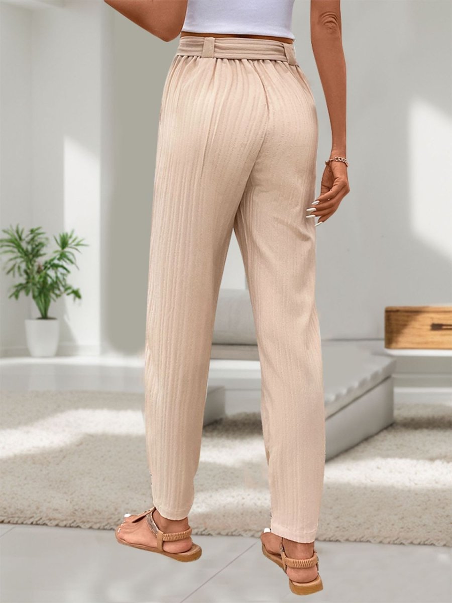 Perfee Tied High Waist Pants - Bottoms