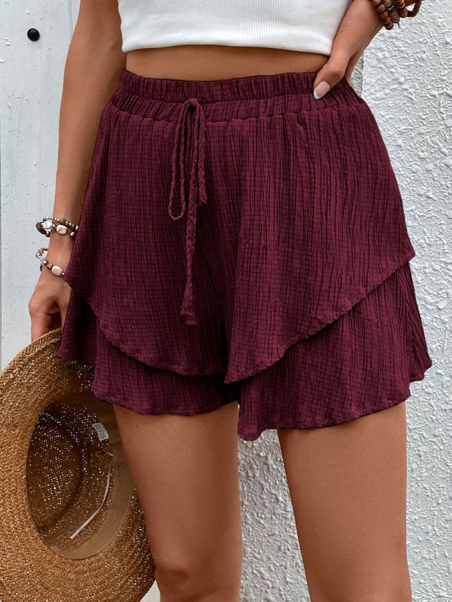 Perfee Tied Layered High Waist Shorts - Bottoms
