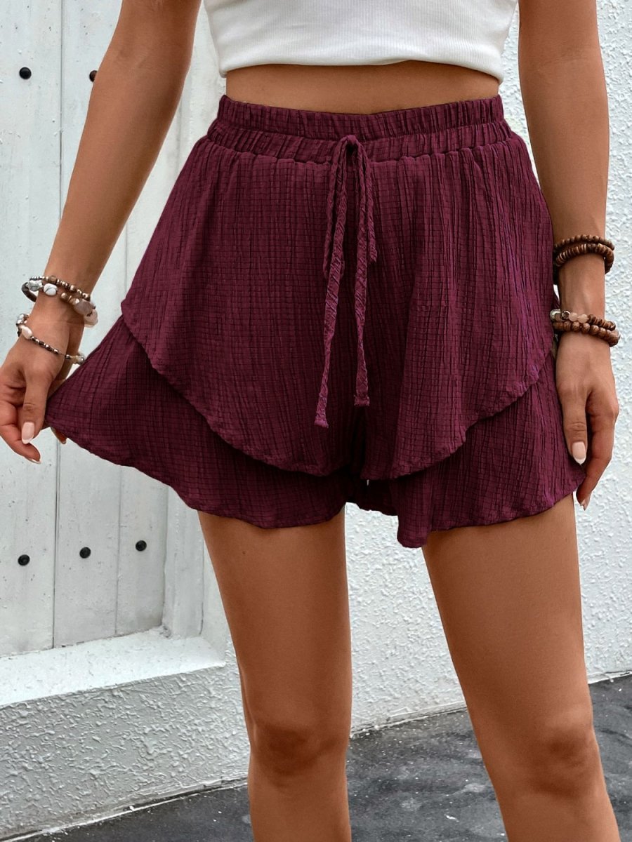 Perfee Tied Layered High Waist Shorts - Bottoms