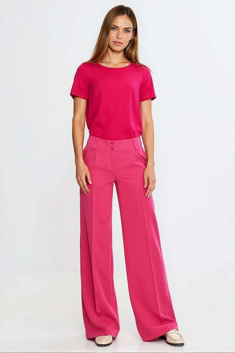 Pink Viscose Boat Neck Blouse - 