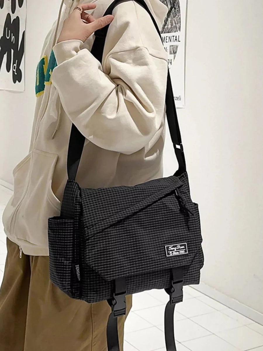 Plaid Buckle Flap Crossbody Bag - 