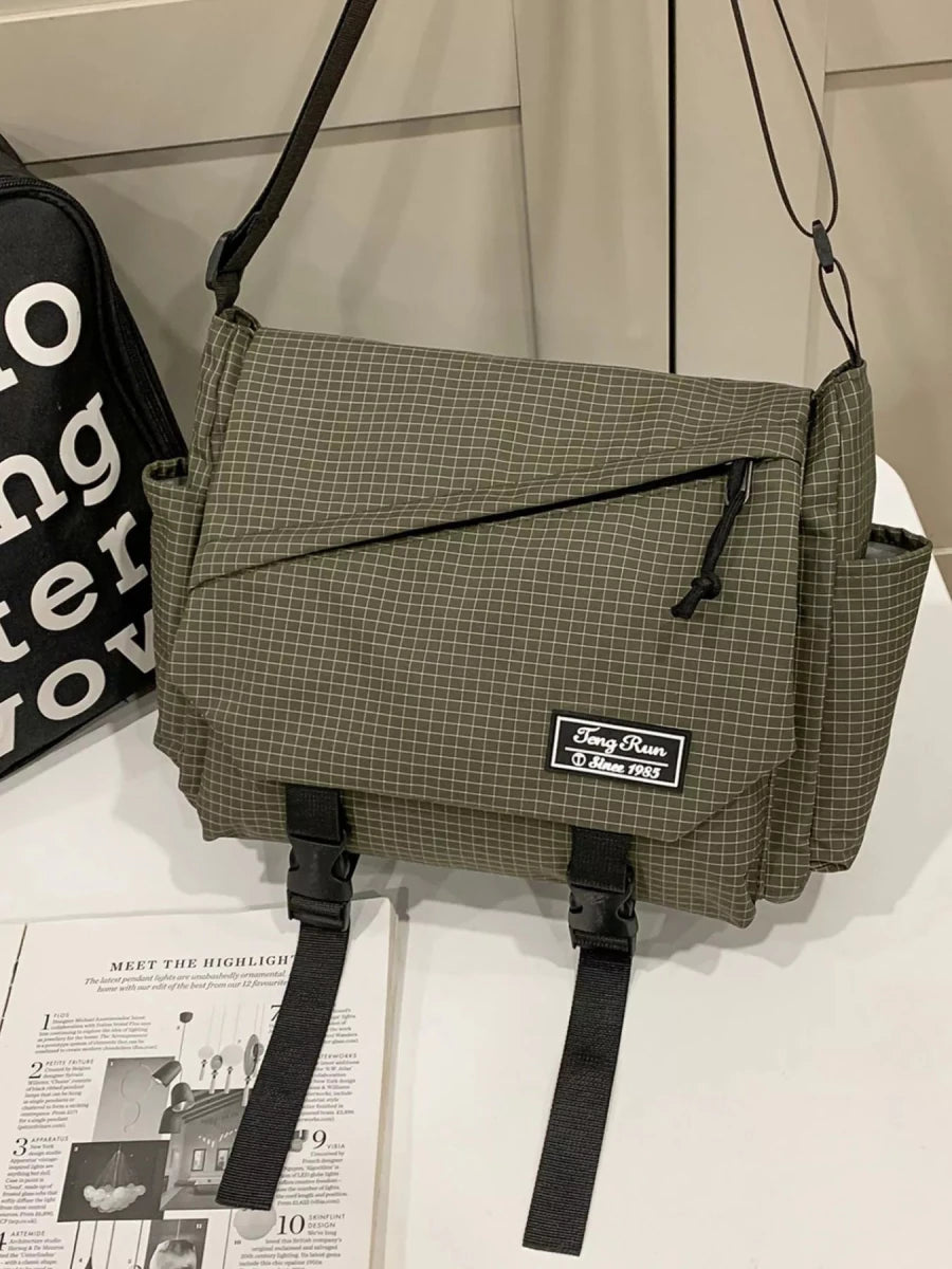 Plaid Buckle Flap Crossbody Bag - 