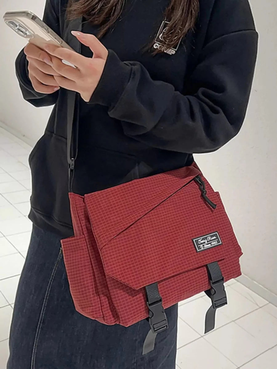 Plaid Buckle Flap Crossbody Bag - 