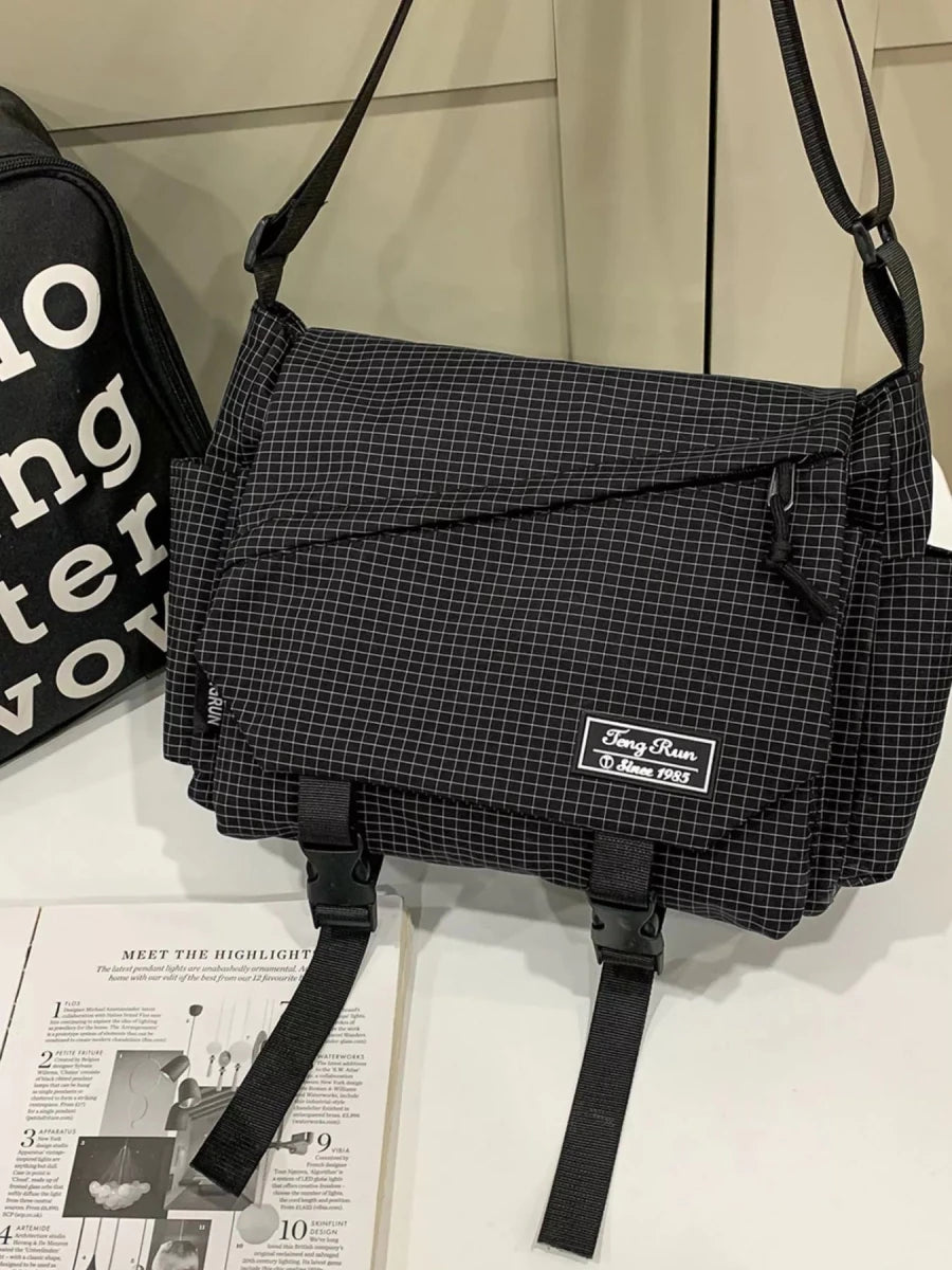 Plaid Buckle Flap Crossbody Bag - 