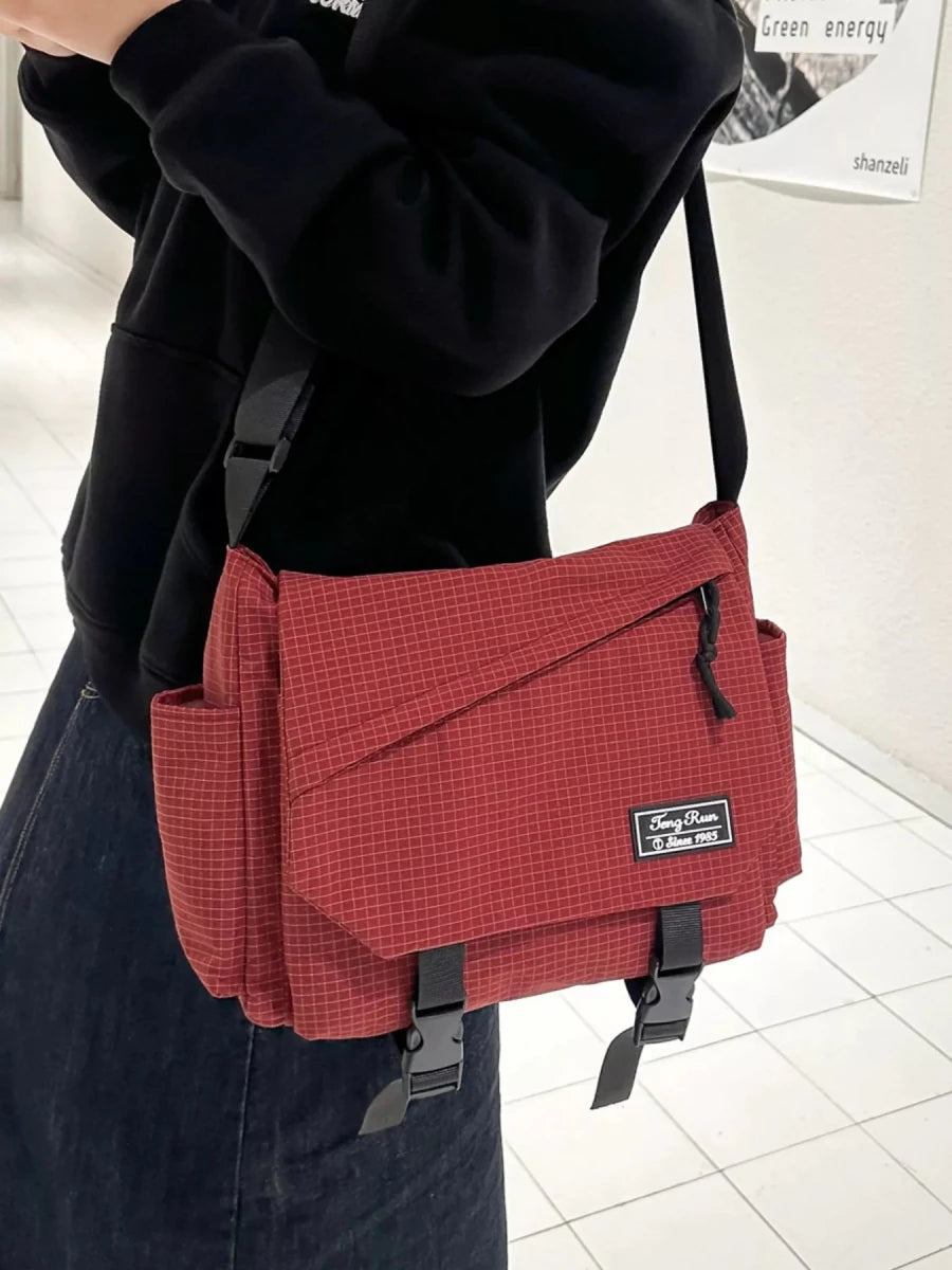 Plaid Buckle Flap Crossbody Bag - 