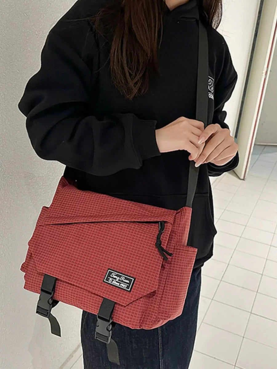 Plaid Buckle Flap Crossbody Bag - 