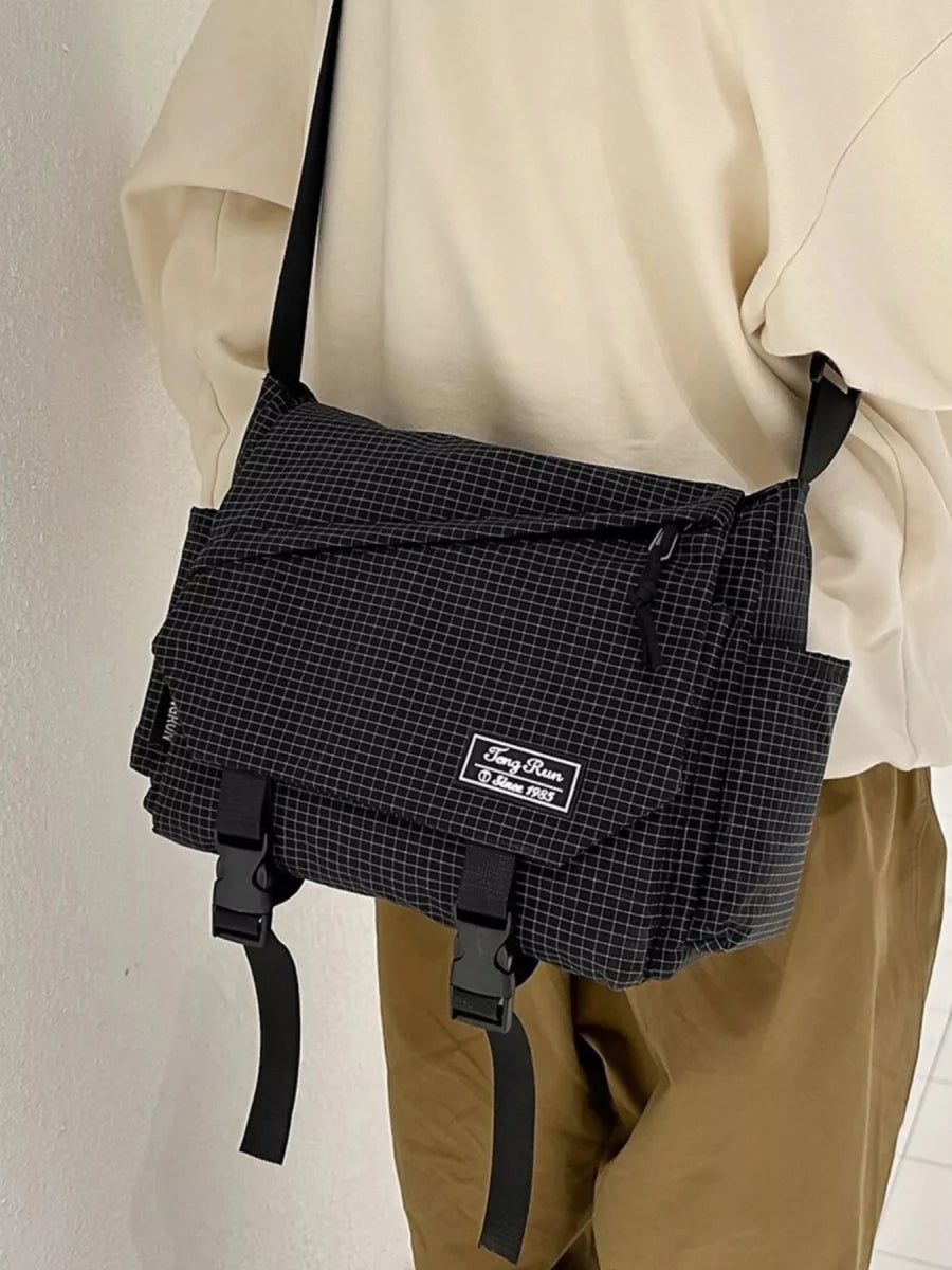 Plaid Buckle Flap Crossbody Bag - 